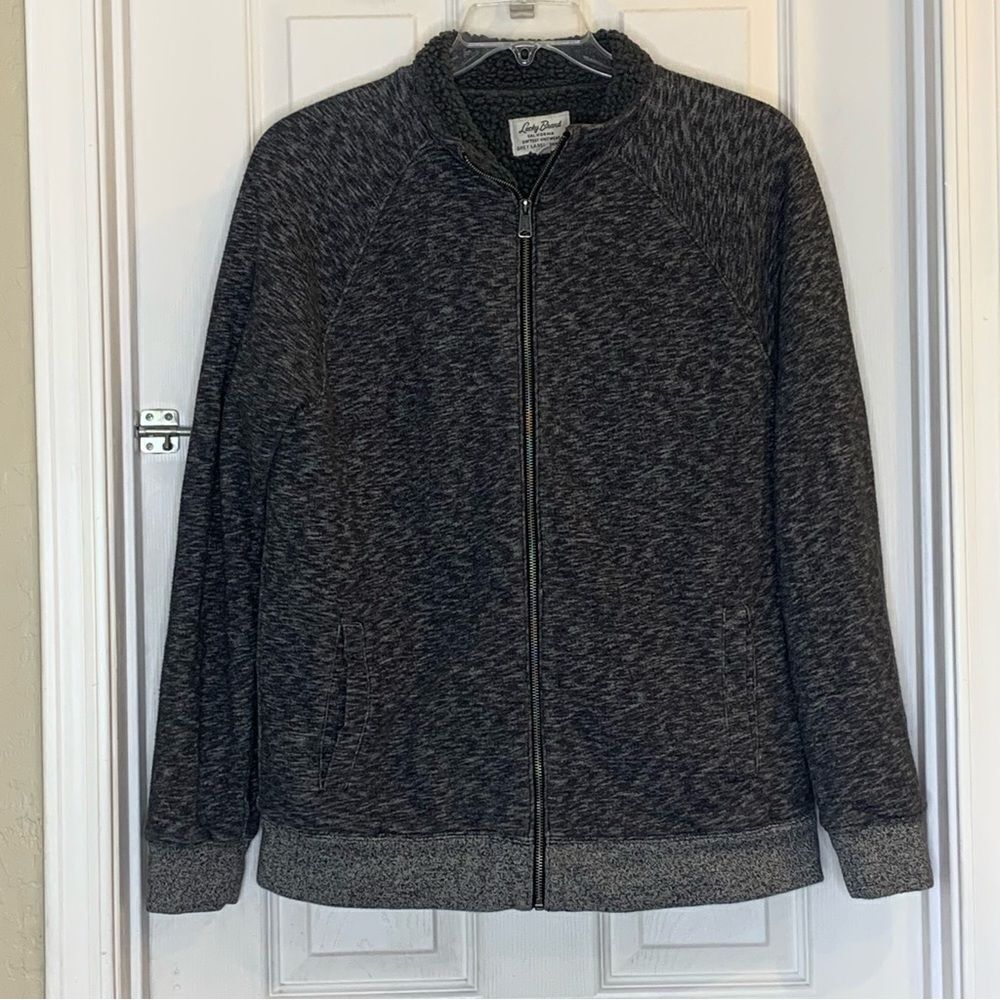 Lucky Brand Full Zip Sweatshirt Jacket Dark Gray Men’s Size Large